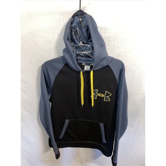 Under Armour Athletic Hoodie Men’s Size Small Black Gray Hand Pockets Long Slv - Picture 1 of 12
